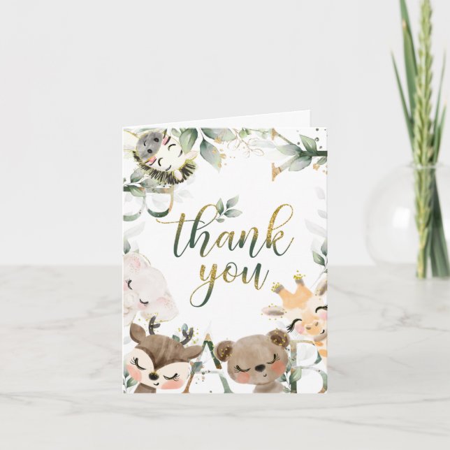 Woodland forest friends  thank you card (Front)