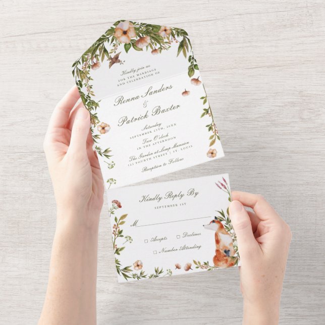Woodland Forest Garden Wedding All In One Invitation (Tearaway)