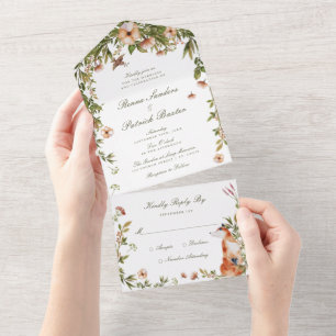 Woodland Forest Garden Wedding All In One Invitation