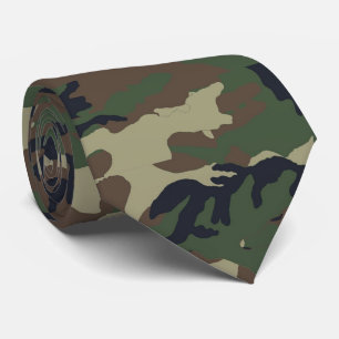 Woodland Forest Green Camouflage Pattern Tie