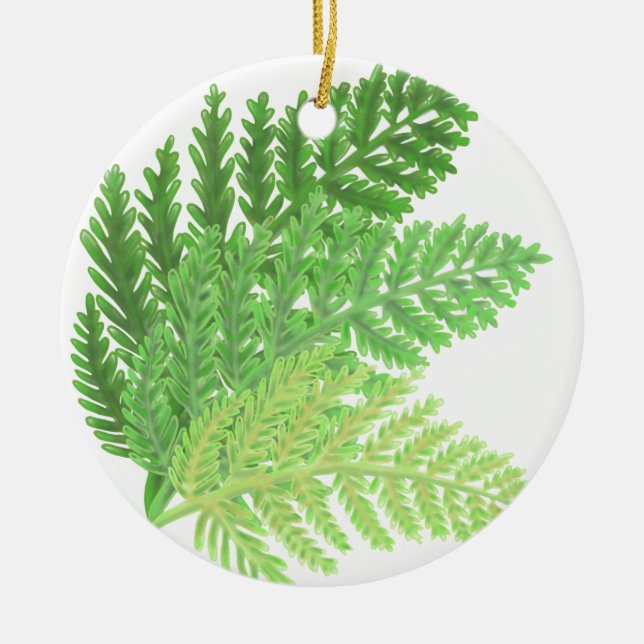 Woodland forest green ferns forest ferns ceramic tree decoration (Front)