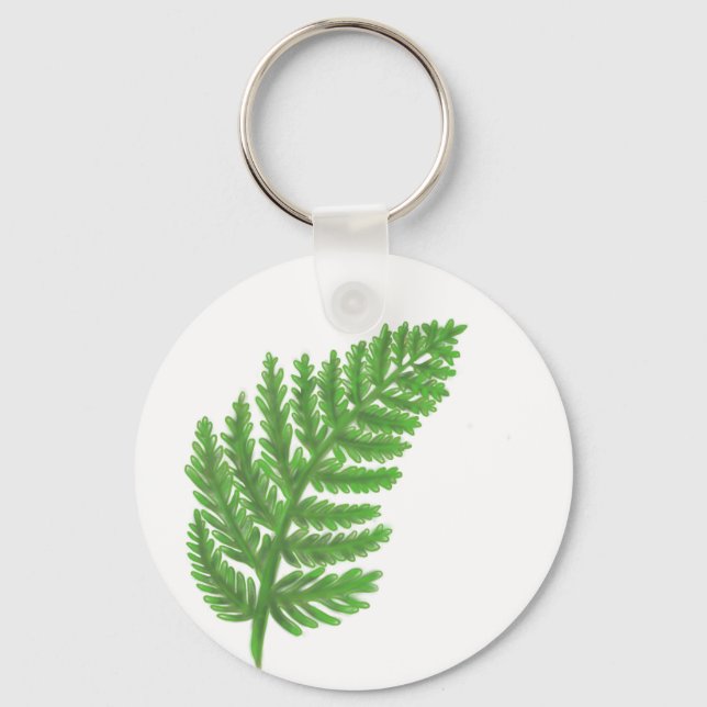 Woodland forest green ferns forest ferns key ring (Front)
