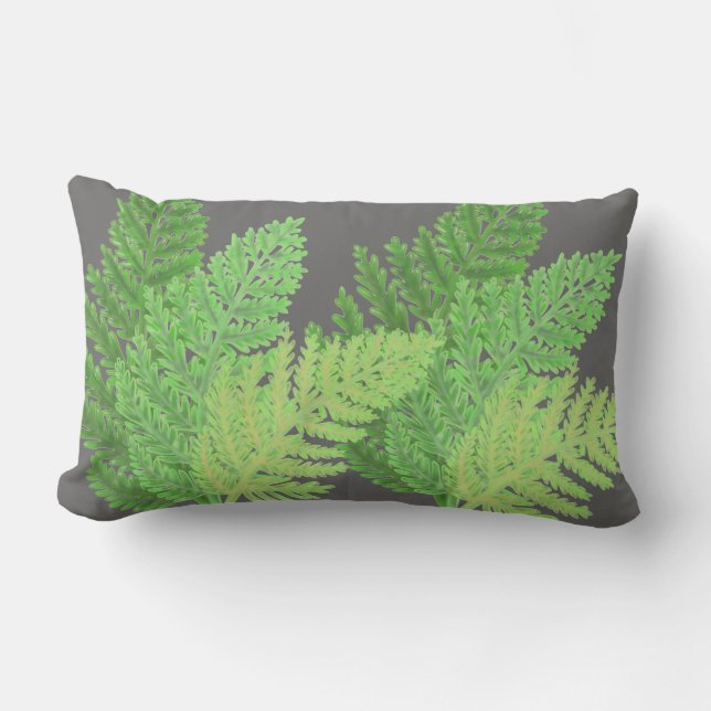 Woodland forest green ferns forest ferns lumbar cushion (Front)