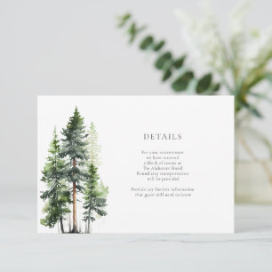 Woodland Forest Green Pines Wedding Details Enclosure Card