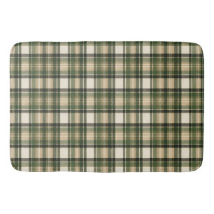 Woodland Forest Green Tartan Plaid Bath Mat