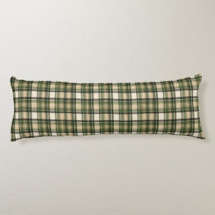 Woodland Forest Green Tartan Plaid Body Cushion