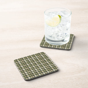 Woodland Forest Green Tartan Plaid Coaster