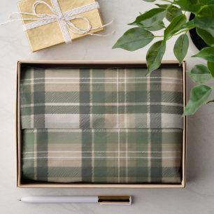 Woodland Forest Green Tartan Plaid Tissue Paper