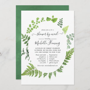 Woodland Forest Greenery Baby Shower by Mail Invitation