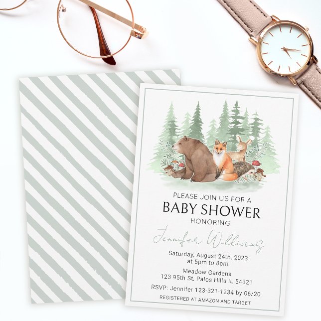 Woodland forest greenery baby shower invitation (Creator Uploaded)