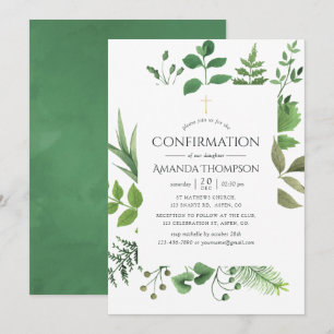 Woodland Forest Greenery Confirmation Invitation