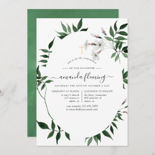 Woodland Forest Greenery Confirmation Invitation