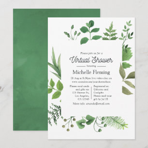 Woodland Forest Greenery Virtual Baby Shower Invitation