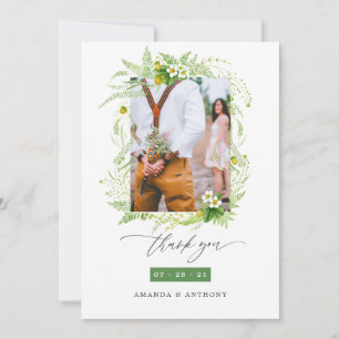 Woodland Forest Greenery Wedding Photo Collage Thank You Card