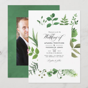 Woodland Forest Greenery Wedding Photo Invitation