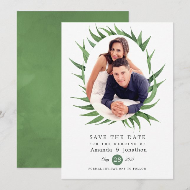 Woodland Forest Greenery Wedding Save The Date (Front/Back)