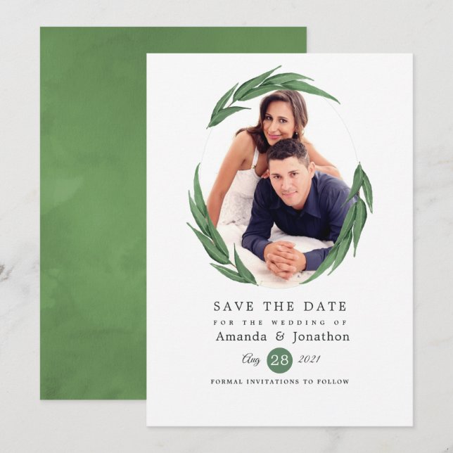 Woodland Forest Greenery Wedding Save The Date (Front/Back)