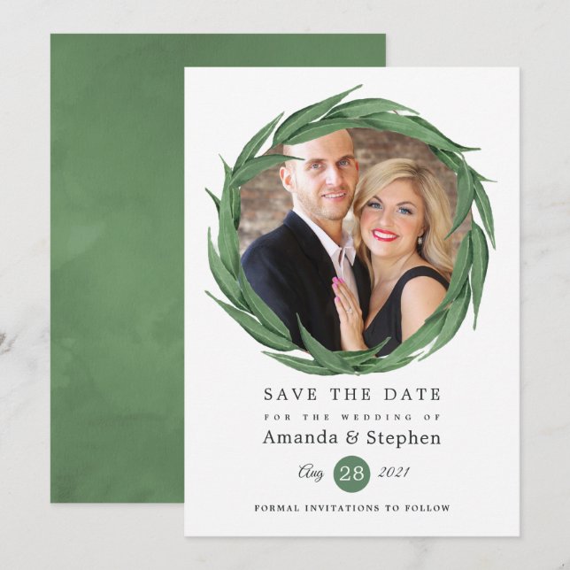 Woodland Forest Greenery Wedding Save The Date (Front/Back)