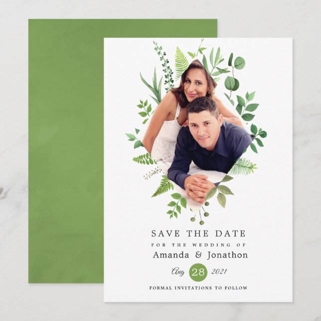 Woodland Forest Greenery Wedding Save The Date (Front/Back)