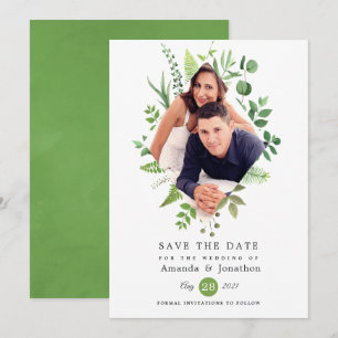 Woodland Forest Greenery Wedding Save The Date