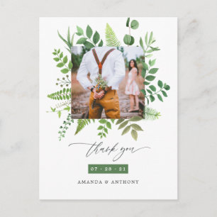 Woodland Forest Greenery Wedding Thank You Postcard