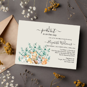 Woodland Forest Greenery Wild Animals Baby Shower Invitation