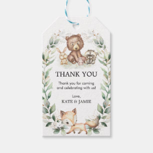 Woodland Forest Greenery Wreath Baby Shower Favour Gift Tags