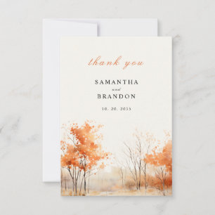 Woodland. Forest in fall colours wedding Thank You Card