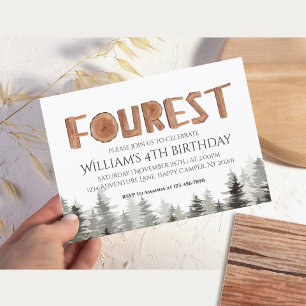 Woodland Forest Kids Birthday Invitation