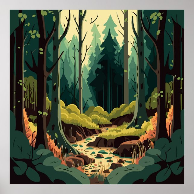 Woodland forest landscape poster (Front)