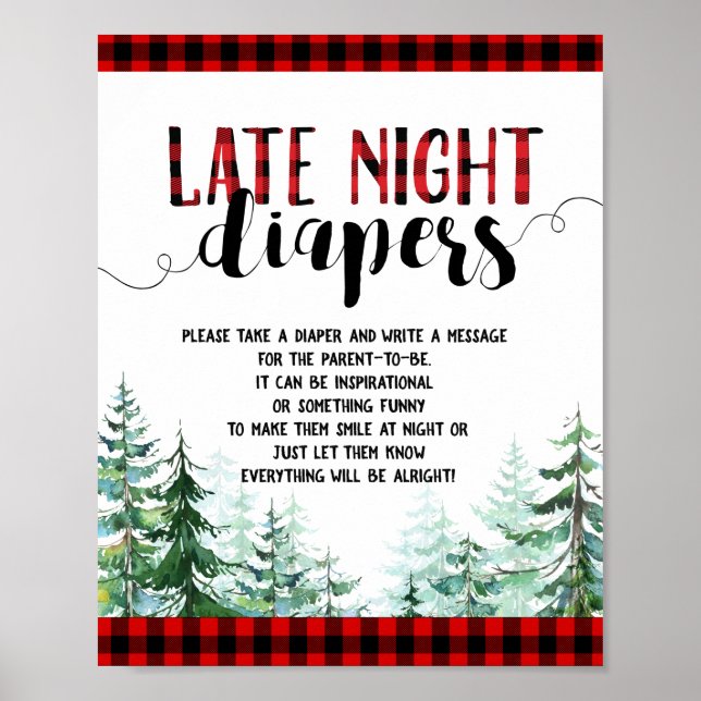 Woodland Forest Lumberjack Late Night Diapers Sign (Front)