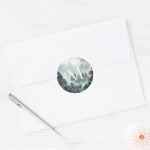 Woodland Forest Monogram Small Round Labels