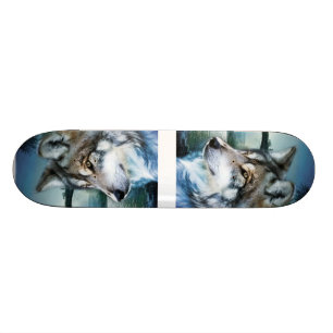 woodland forest moonlight full moon wolf skateboard