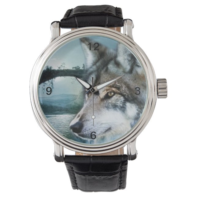 woodland forest moonlight full moon wolf watch (Front)