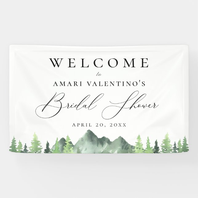 Woodland Forest Mountain Bridal Shower Banner (Horizontal)
