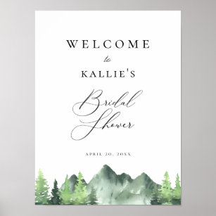 Woodland Forest Mountain Bridal Shower Welcome Poster