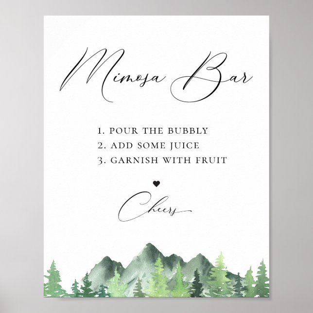 Woodland Forest Mountain Mimosa Bar Poster (Front)