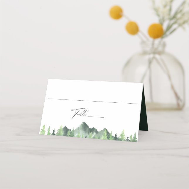 Woodland Forest Mountain Wedding Place Card (Front)