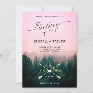 Woodland Forest Mountains Trees Wedding Invitation