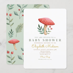 Woodland forest mushroom Baby Shower  Invitation