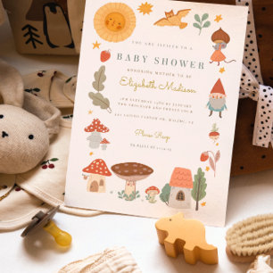 Woodland forest mushroom Baby Shower Invitation