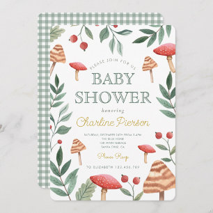 Woodland forest mushroom Baby Shower Invitation