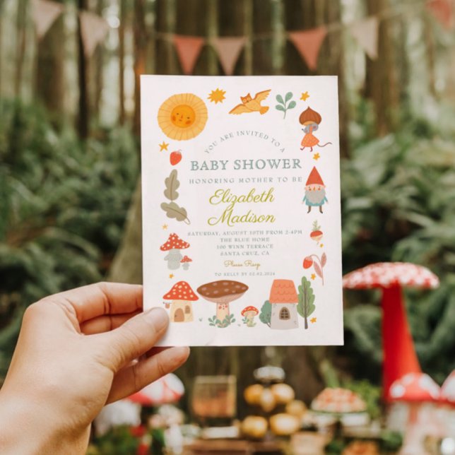 Woodland forest mushroom Baby Shower Invitation (Creator Uploaded)