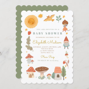 Woodland forest mushroom Baby Shower Invitation