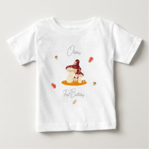 Woodland Forest Mushroom First Birthday  Baby T-Shirt