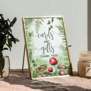 Woodland Forest Mushrooms Ferns Script Cards Gifts Poster