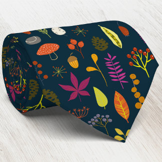 Woodland Forest Nature Pattern Dark Tie
