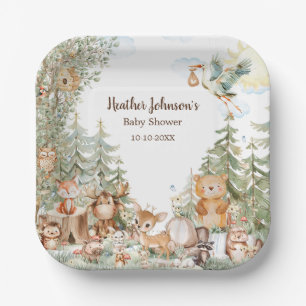 Woodland Forest Neutral Baby Shower  Paper Plate