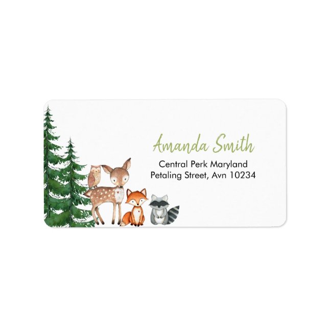 Woodland Forest Oh Boy Baby Shower Address Label (Front)