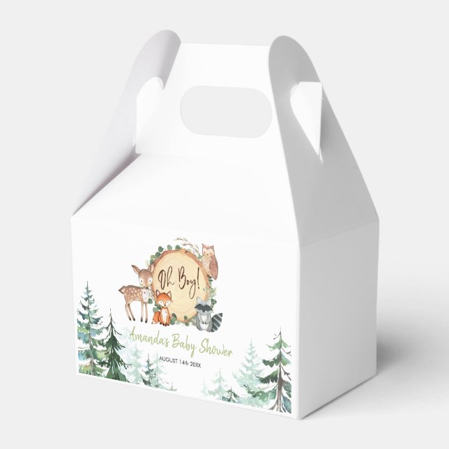 Woodland Forest Oh Boy Baby Shower Favour Box (Front Side)